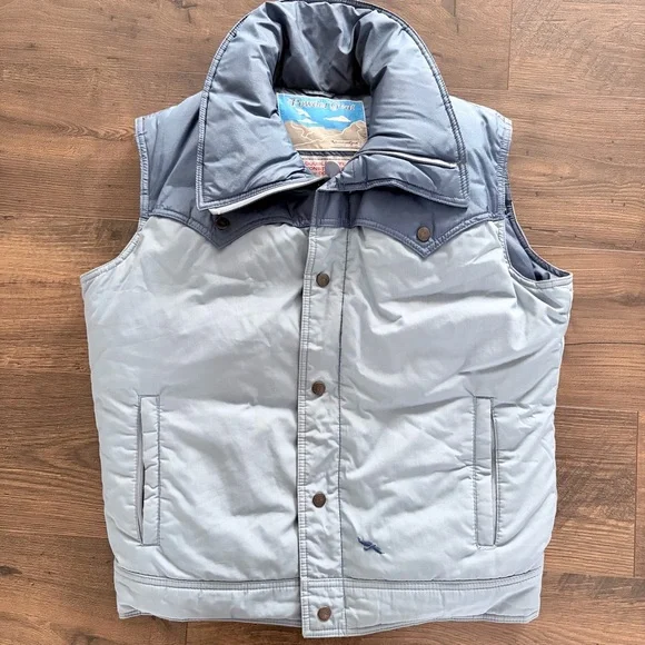 VINTAGE Powder Gear Western Yoke Down Puffer Vest Blue - Picture 1 of 8